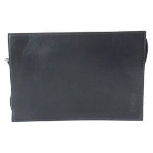 Dunhill Black Leather Clutch Bag with Silver Hardware - Men's